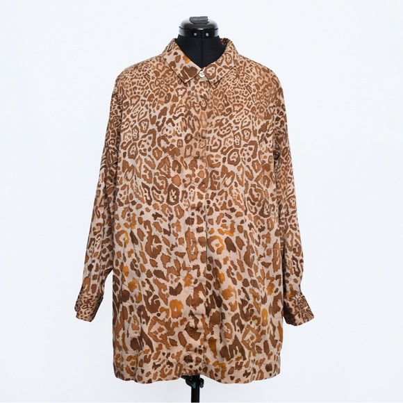 Isaac Mizrahi Tops - Silk Button-down Shirt Animal Print